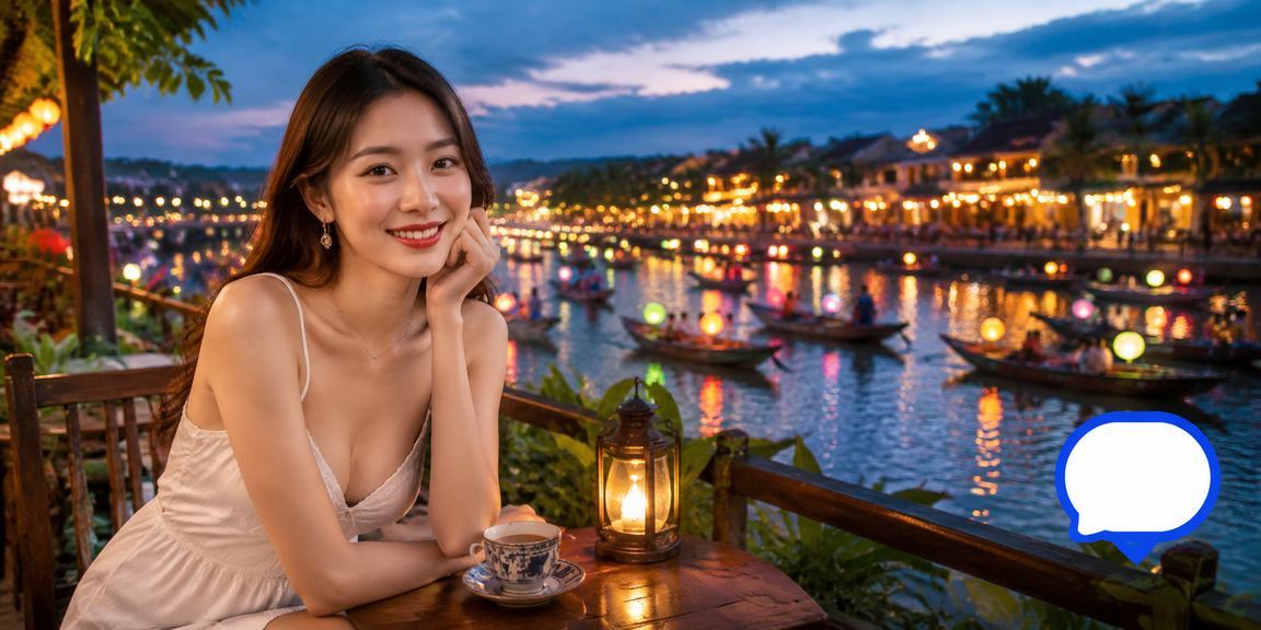 Khung cảnh thưởng thức cà phê bên cạnh quán cá cược thể thao ở Hội An